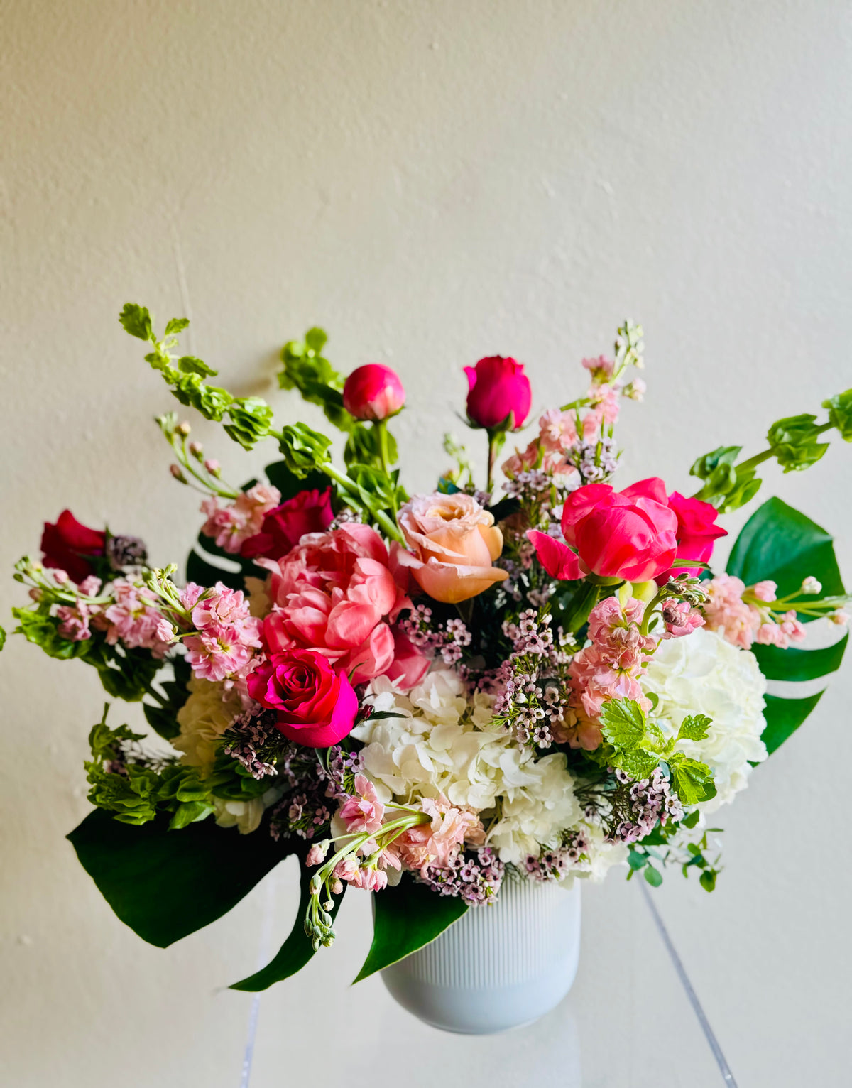 Blushing Beauty bouquet in shades of pink, from soft blush to hot pink